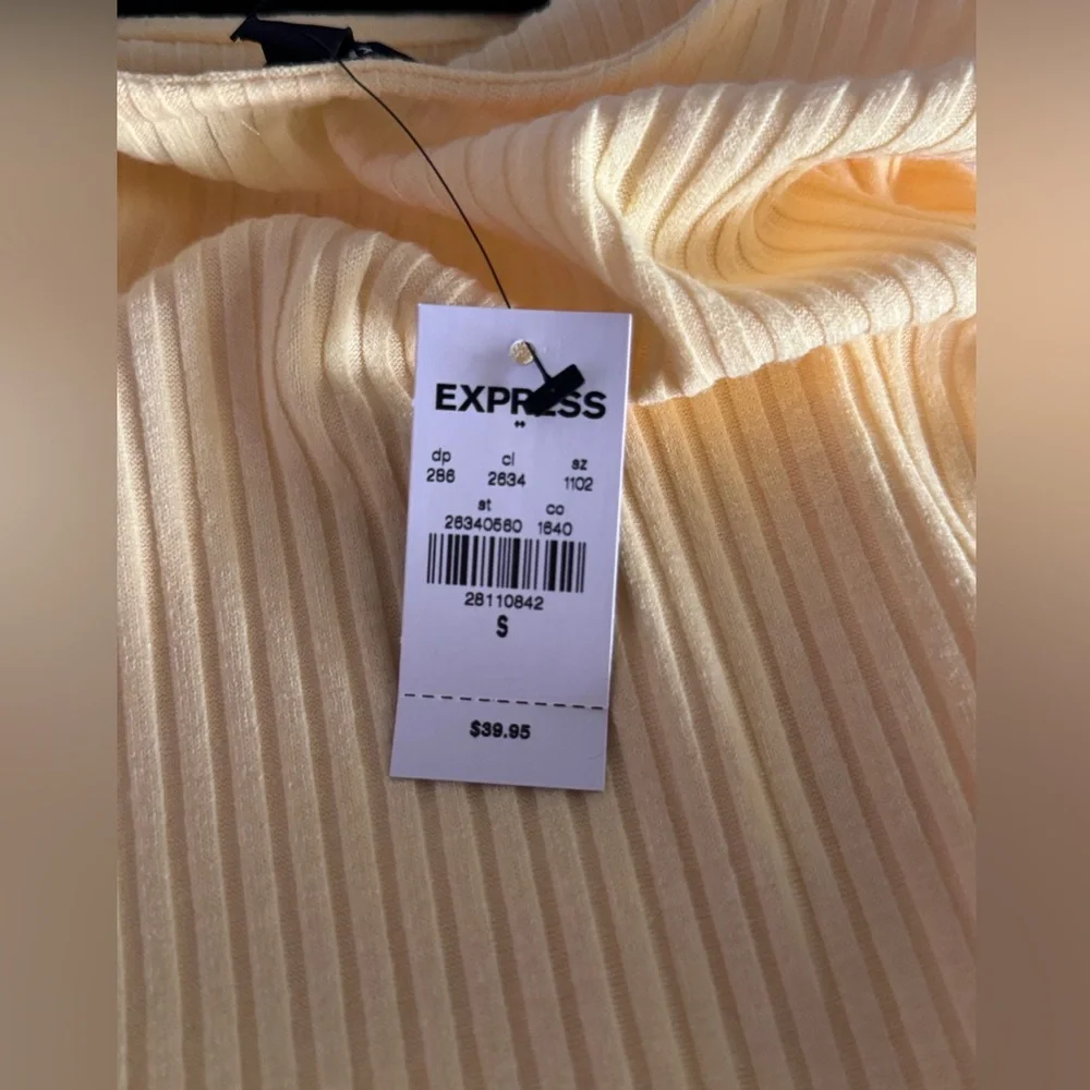 Express women’s Ribbed Short-Sleeve One-Piece Bodysuit in Yellow - Picture 4 of 4